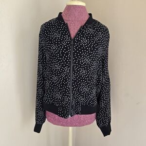 TORRID Chiffon Polka Dot Bomber Jacket Black Edgy Modern Versatile Size 0